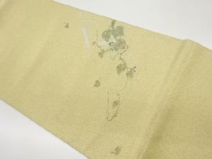 草に葉模様織出し袋帯